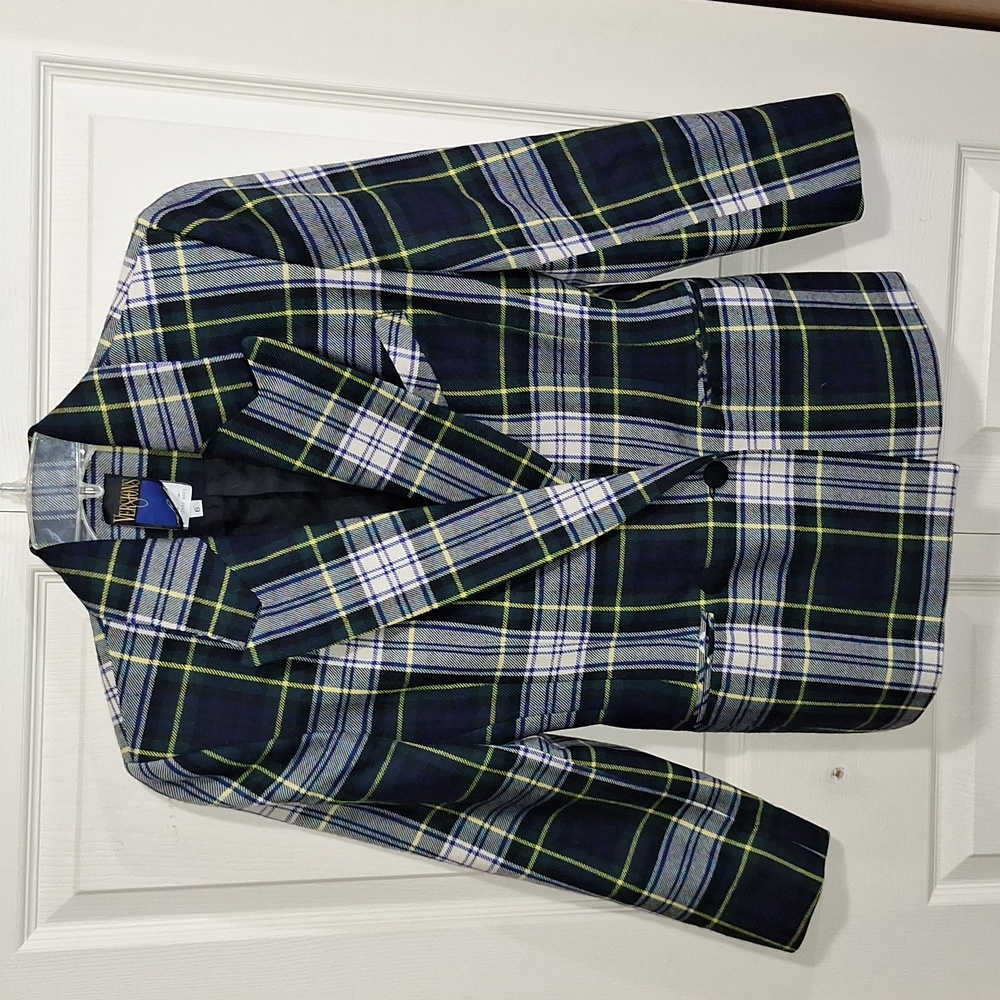 Vintage Versions Par Louben wool blazer - boxy - tartan plaid - 6